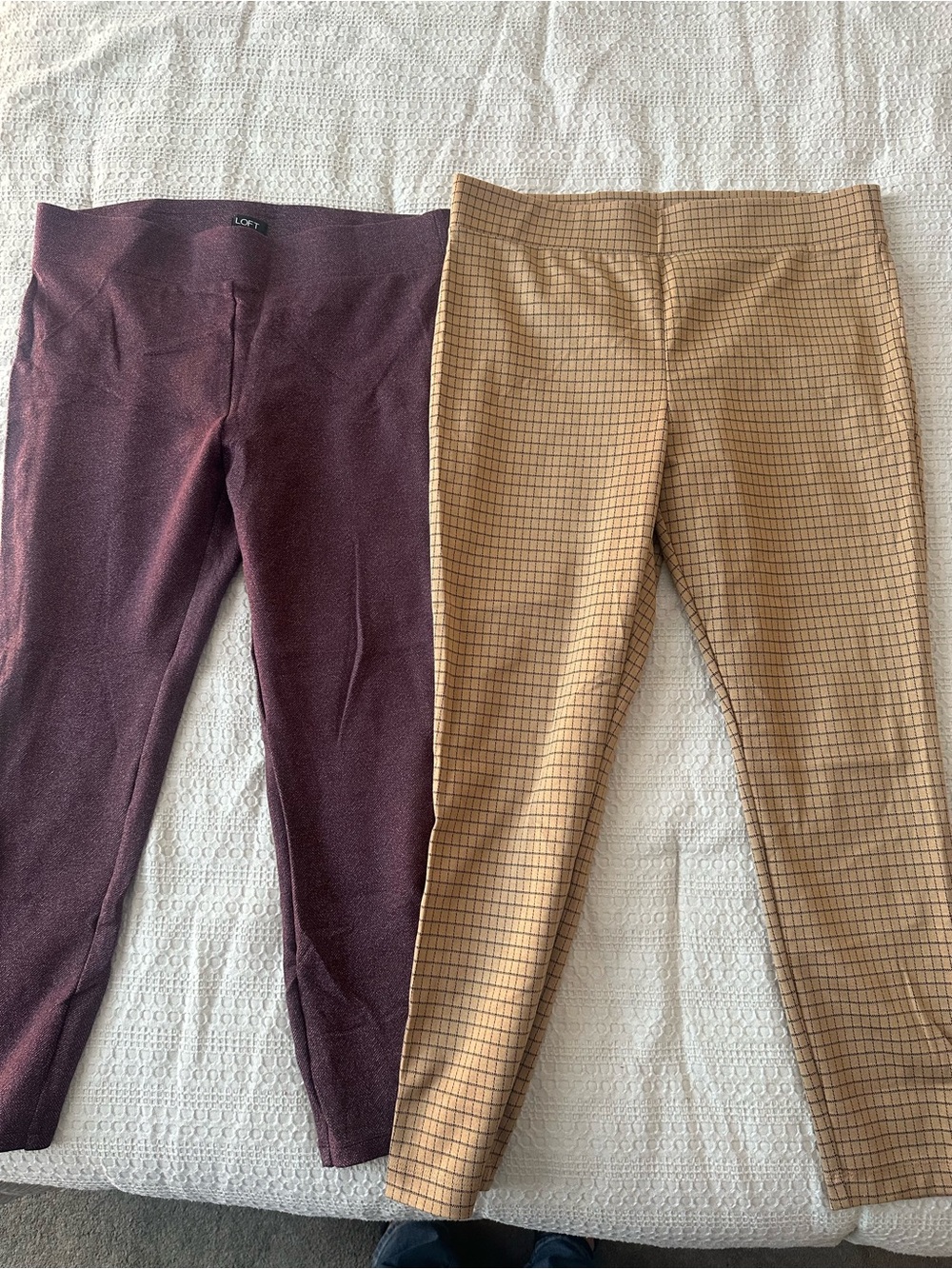 LOFT women’s Maroon and Tan Patterned Ponte Pants -